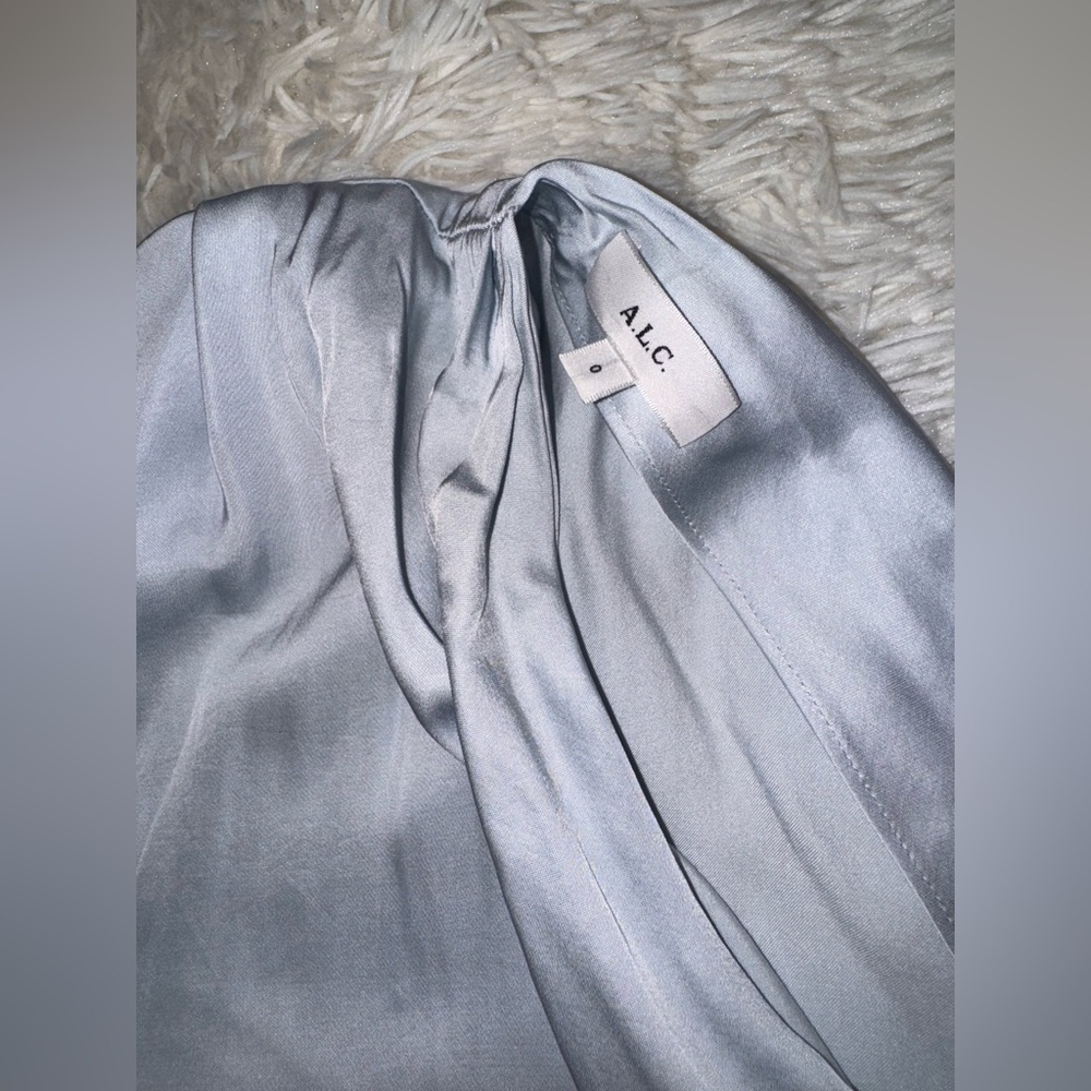 A.L.C. Pale Blue One-Shoulder Ruched Maxi Dress - Picture 10 of 14